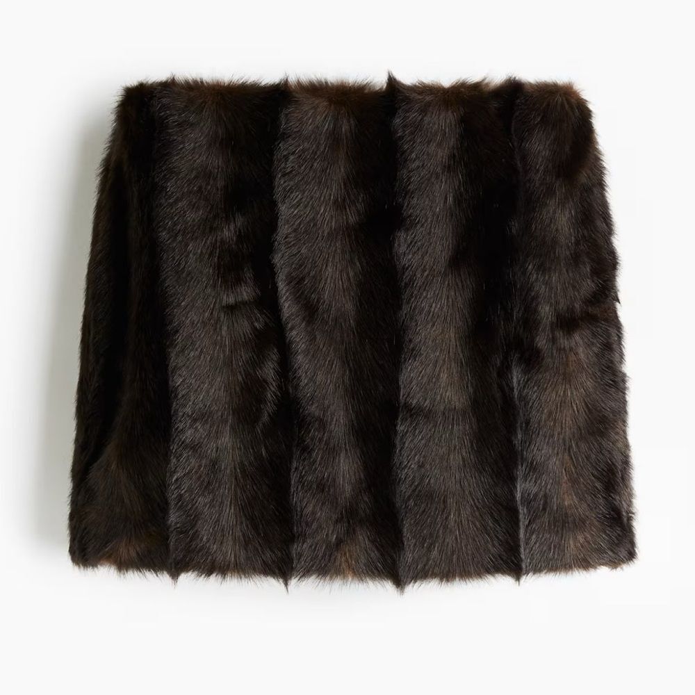 H&M Brown Faux Fur Mini Skirt